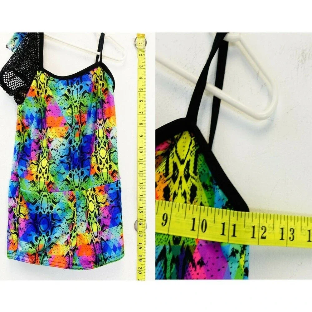 Snakeskin Shortall Romper Leotard Girls S Child Neon Dancewear A WISH COME TRUE‎